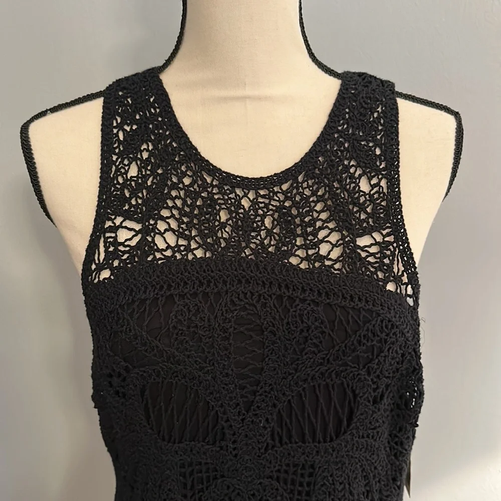 NWT Black Crochet mini dress - Picture 3 of 6